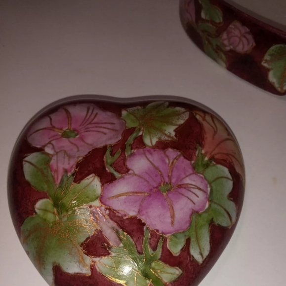 Set of 2 Cloisonne Trinket Jars- Beautiful Design - Picture 5 of 6